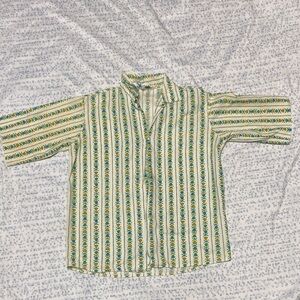 Kids Striped Button Down Shirt - Green and Yellow
